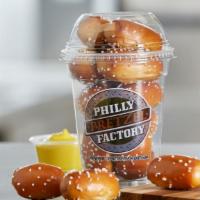 Rivet Shaker · Our fresh-baked, bite-size pretzel rivets served in a shaker cup with small dip.