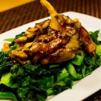 Oyster Mushroom With Chinese Broccoli · Soy free option & Gluten free option. Sauteed chinese broccoli with oyster mushroom in brown...