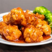 General Tso'S Chicken · Spicy. Crispy chicken, chunks sautéed with special hot brown sauce and served on fresh brocc...