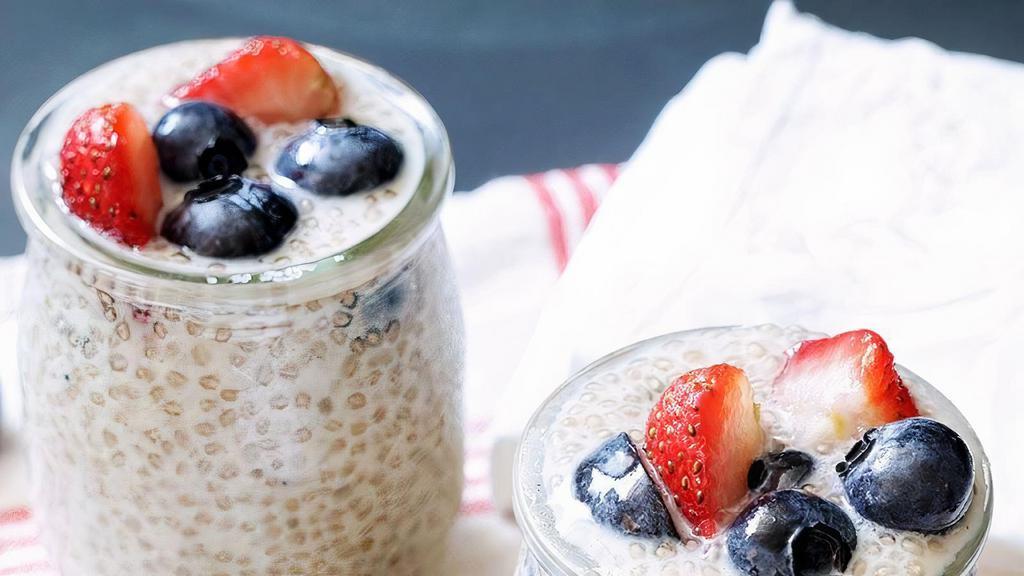 X-L Chia Pudding Topped With Berries · Get a nutritious start to the day with our creamy, vanilla-flavored Chia Pudding. Made with coconut milk, fiber-friendly chia seeds and sweetened with honey, it’s a 10/10 way to win at mornings. Made by NY Bakery and Desserts.