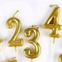 Number Candles · Available in any number between 0-9 and in Gold Color!