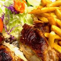 1/2  Rotisserie Chicken  · Served with fries and salad.