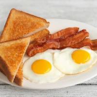 2 Eggs Any Style · Served w/Home Fries & Choice of Toast.