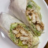 Caesar Wrap · Grilled chicken with mozzarella cheese, romaine lettuce, croutons, and parmesan cheese. Caes...