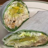 California Wrap · Grilled chicken with avocado, mozzarella cheese, lettuce and ranch dressing.
