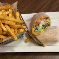 San Francisco Wrap · Grilled chicken with avocado, roasted peppers, mixed greens, tomatoes, and Parmesan Pepperco...