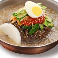 Chick Nang Myun · Spicy arrowroot-buckwheat noodle with chilled beef broth.