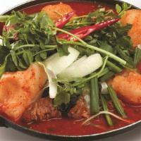 Gamja Jungol · Spicy pork bone, potato and vegetables casserole.