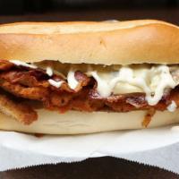 The Chicken Little Sandwich · Chicken cutlet, bacon, Swiss cheese and ranch dressing.