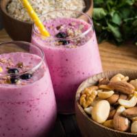 Super Berry Smoothie · Blueberry, strawberry, banana, and almond milk.