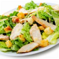Chicken Caesar Salad · Locally grown lettuce, shredded Parmesan cheese, and croutons topped with grilled chicken an...