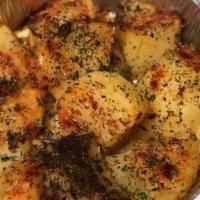 Lemon Potatoes · baked in the oven, 7 in. tray with 1  tzatziki