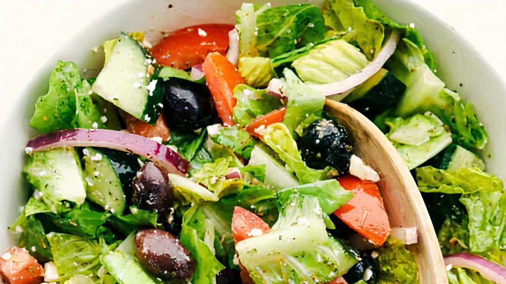 Greek  Salad  · Greek Salad - Lettuce, Tomato, Onion, Olives, Feta - Choice of Dressing