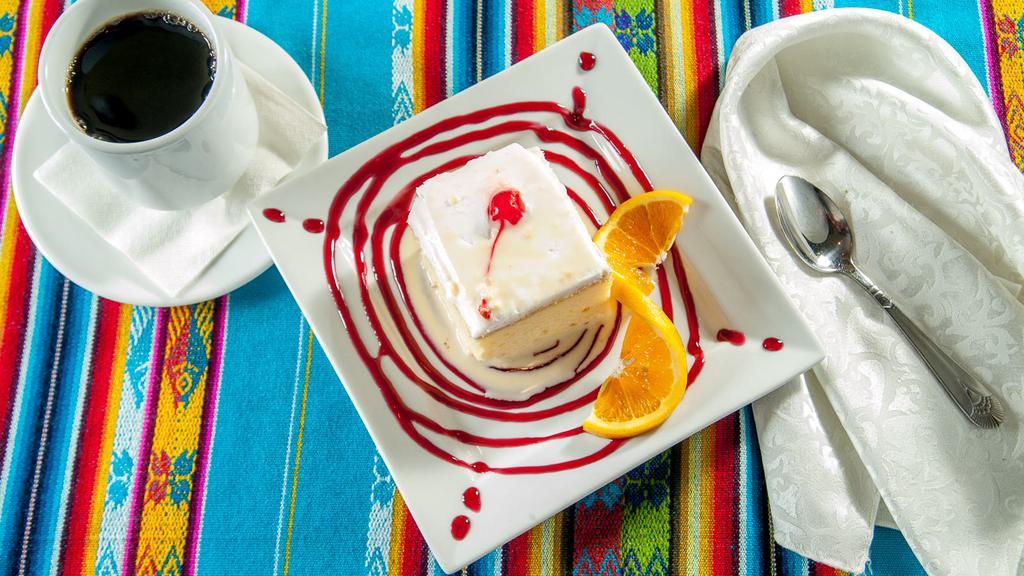 Tres Leches Cake · Cake made with three milks.