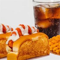 2 Tender Sandwich Meal · Crispy Tender on a Top-Split Butter Toasted Bun, Regular Waffle Fries, and a Drink! 884-1698...