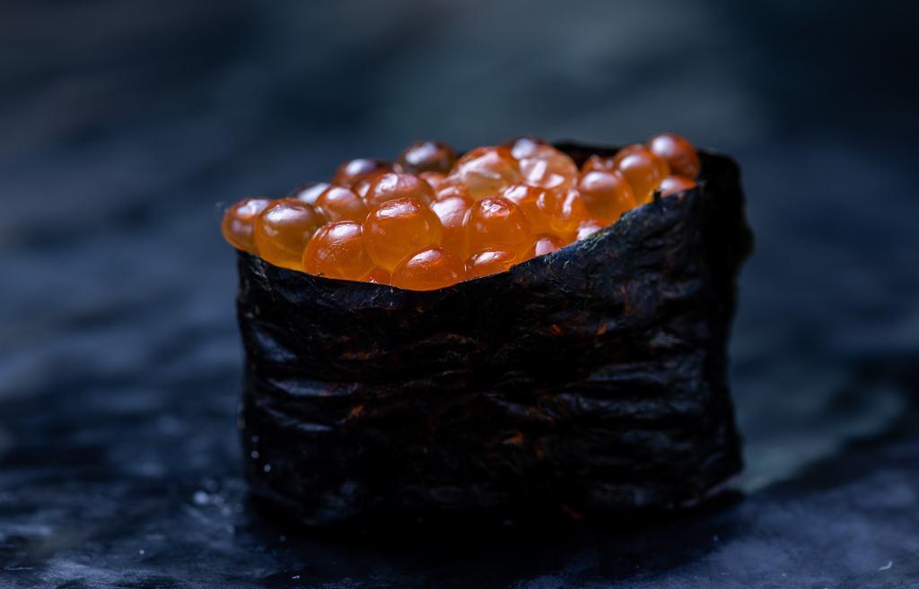 1 Piece Ikura · Salmon roe. Your choice of sliced fish served over rice (sushi) or sliced fish served without rice (sashimi). Brown rice not available.