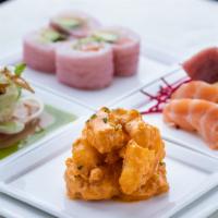 Ladies Lunch Special · Spicy shrimp tempura, four pieces of crunchy salmon avocado roll, two pieces of yellowtail c...
