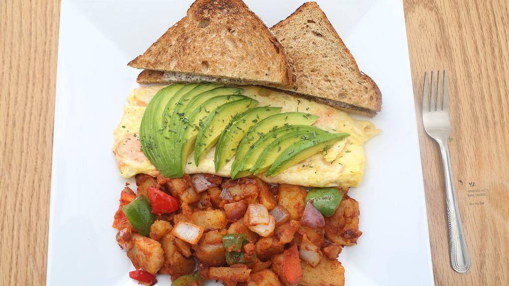 L.E.O Omelette (Organic Eggs) · Omelette with avocado, in-house hand-sliced lox and onions. Served with home fries, toast or mini bagel with butter.