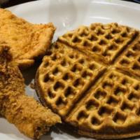 Chicken & Waffles · Buttermilk waffle with 3pc chicken of your choice.