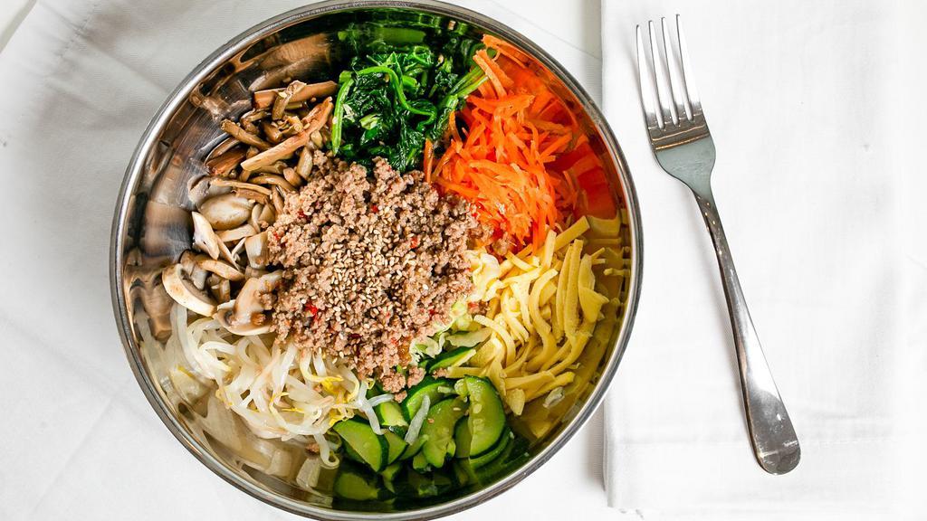 Bibimbap - Original · Mixed rice with vegetables served with ground beef.