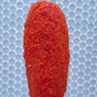 Hot Cheetos Original · Original beef hotdog inside and Spicy Cheetos outside