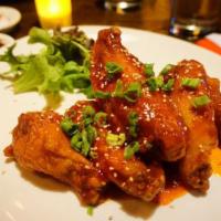Sesame Chicken Wings · Spicy. Home marinated. Sweet chili or Korean chili sauce. Mildly spicy.