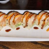 Hot Lover Roll · Spicy. Shrimp tempura, spicy tuna, avocado, crunch, and kabayaki sauce, gochujang mayo in se...