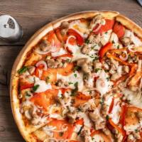 Bbq Chicken Pizza · Tender and juicy chicken fillet with parmesan and mozzarella.