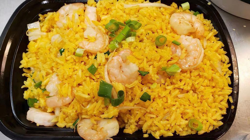 Shrimp Fried Rice · Served with egg fried rice or steamed rice and chicken egg roll or vegetable roll.