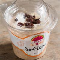 Raw-O-Licious · Gluten-free oats, coconut water, coconut meat, medjool dates walnuts, vanilla extract, Himal...