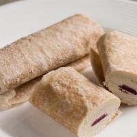 Tri-Berry Crepe · Cashews, coconut meat, coconut oil, coconut water, vanilla extract, RO water, blueberries, r...