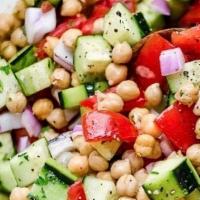 Spicy Chickpea Salad (Pint) · with tomato, cucumber, red onion,  jalapeño, & cumin
