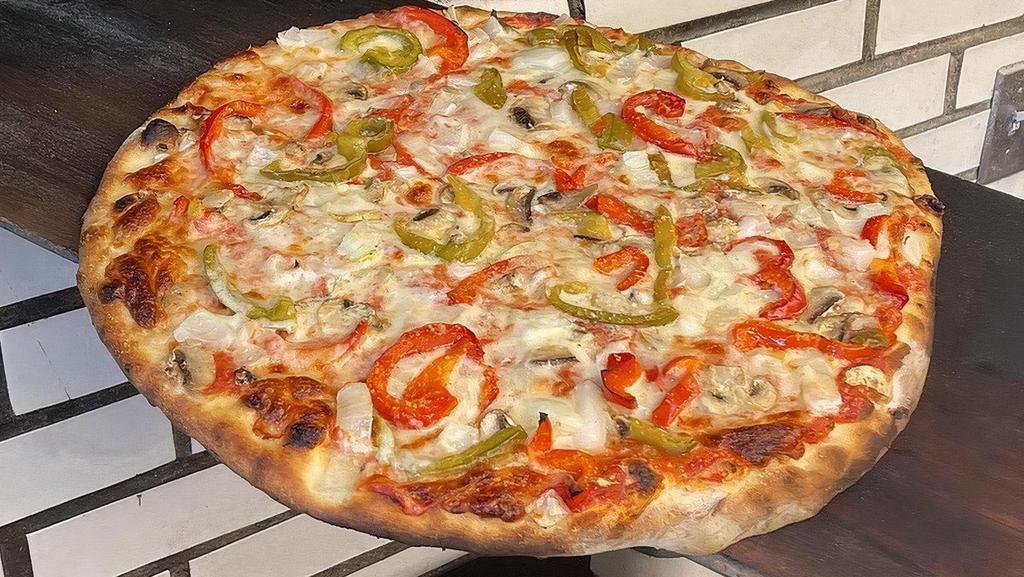 Mozzarella With Mushrooms, Onions And Peppers · Crushed Italian Tomatoes, Mozzarella Cheese, Mushroom, Onion, Peppers, Grated Pecorino Romano & Olive Oil