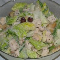 Caesar Salad With Roasted Chicken · Chopped Romaine Hearts • House Croutons • Pecorino Romano Cheese • Roasted Chicken Breast • ...