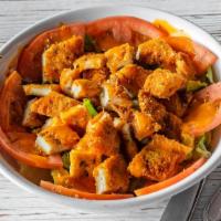 Buffalo Chicken Salad · Choice of breaded or grilled chicken with mixed greens and tomato served with buffalo Bleu c...