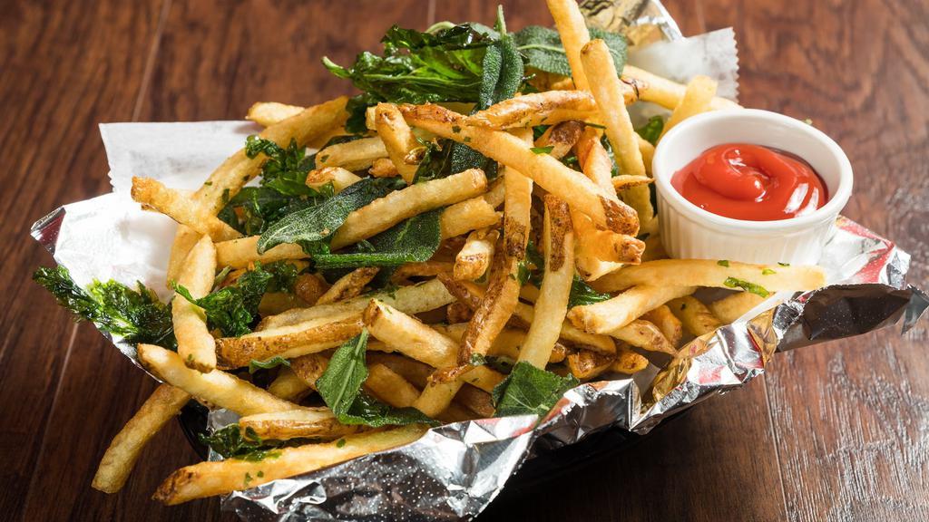 Herbs French Fries · Top w/ basil, sage, and parsley.
