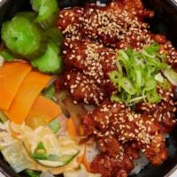 Sesame Chicken Donburi  · Fried chicken thigh with teriyaki sauce, green onion, sesame seed, mixed vegetable with miso...