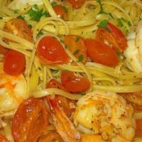 Shrimp Oreganata · Pan sautéed wild jumbo shrimp, herbed bread crumbs, lemon, butter, oregano and olive oil.