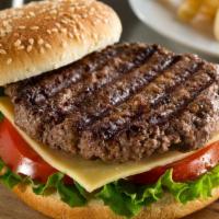 8 Oz Cheeseburger · Ground beef pattie made from scratch.