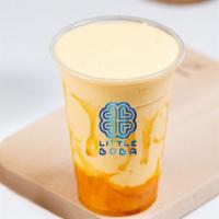 Mango Milk Tea Slush · Enjoy Mango Milk Tea with Ice Blended