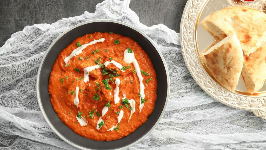 Butter Chicken · Gluten-free. Boneless chicken roasted and immersed into a buttery tomato curry.