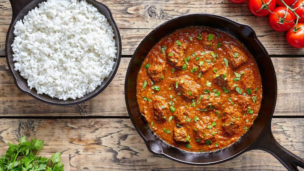 Lamb Curry · Gluten-free. Hearty lamb in a traditional savory curry served with a side of basmati rice.