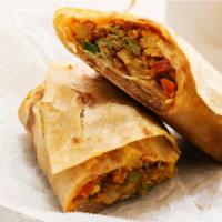 Kati Roll · Choice of protein with lettuce, tomatoes and green chutney rolled into a hearty paratha.