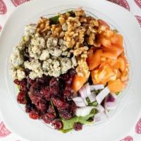 Gorgonzola Salad · Field greens, Gorgonzola cheese, cranberries, walnuts, cherry tomatoes and red onion.