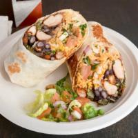 Burritos · Served in a flour tortilla, rice, oaxacan black beans, lettuce, pico de gallo and BTC's Mexi...