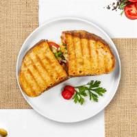 Think Italiano Panini · Grilled chicken, roast pepper, fresh mozzarella and pesto sauce on toasted bread.