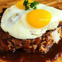 Prime Rib Loco Moco · 8 oz Prime rib, brown gravy, rice, two eggs any style.

Consuming raw or undercooked foods m...