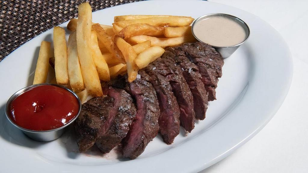 Family Steak Frites · 20 oz. hangar steak, au poivre, fries