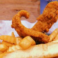 Fried Fish Po' Boy · Catfish battered served with choice of french fries sweet potato fries or cajun fries and al...