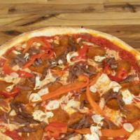 The Mike Tyson 2.0 · Vegan cheese, vegan pepperoni, roasted peppers, balsamic red onions, fresh garlic and tomato...